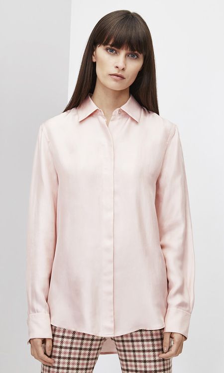 Adolfo Dominguez long-sleeve pink silk blouse