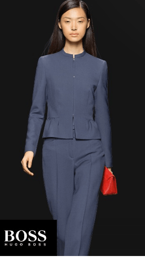 Hugo Boss blue peplum woman's suit