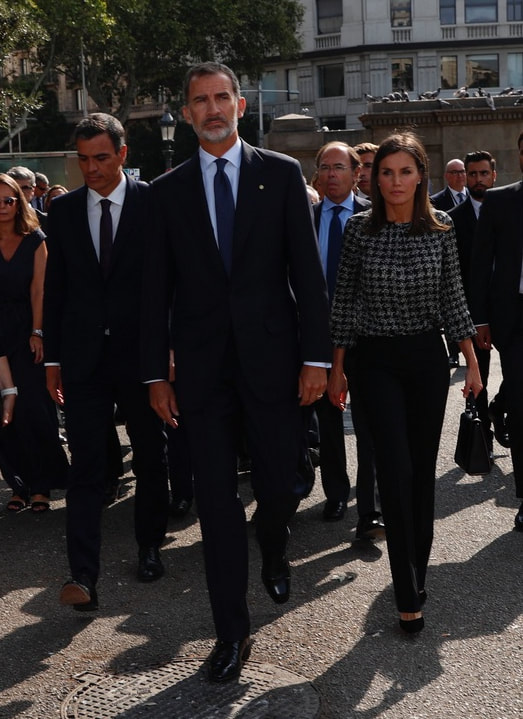 King Felipe and Queen Letizia of Spain commemorate the 1st anniversary of the terrorist attacks in Barcelona and Cambrils.