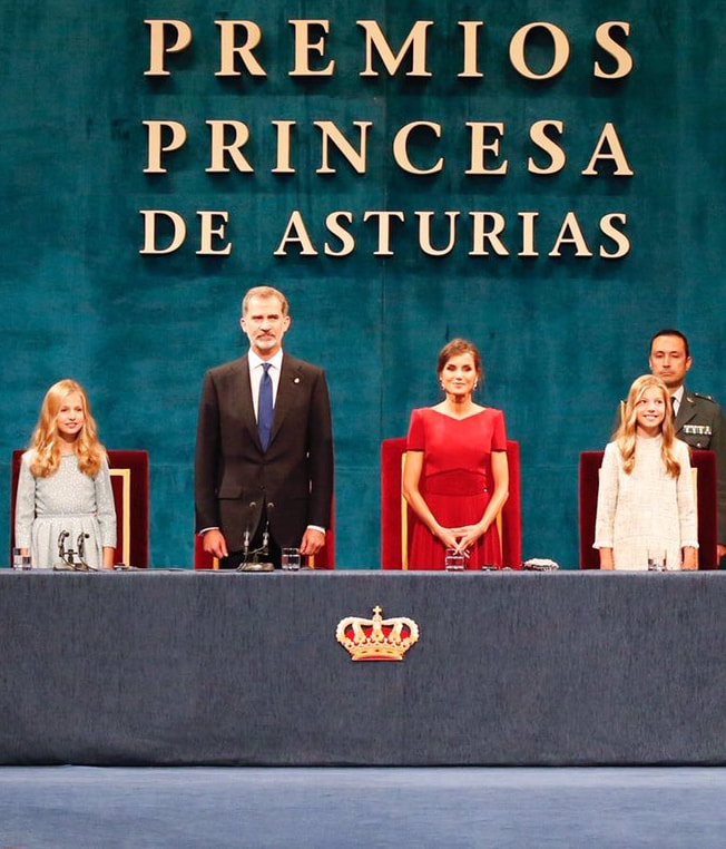 The King and Queen of Spain accompanied by their daughters Leonor, Princess of Asturias and Infanta Sofia, presided over the 2019 Princess of Asturias Awards held at the Campoamor Theater in Oviedo