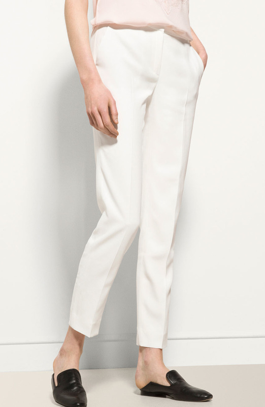 white Massimo Dutti cropped trousers