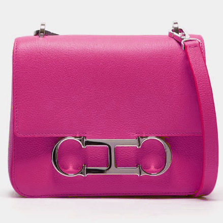 Carolina Herrera Initials Insignia Small Shoulder Bag in Fuchsia Pink