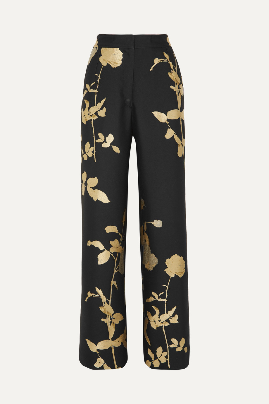 Dries Van Noten black and gold floral jacquard trousers