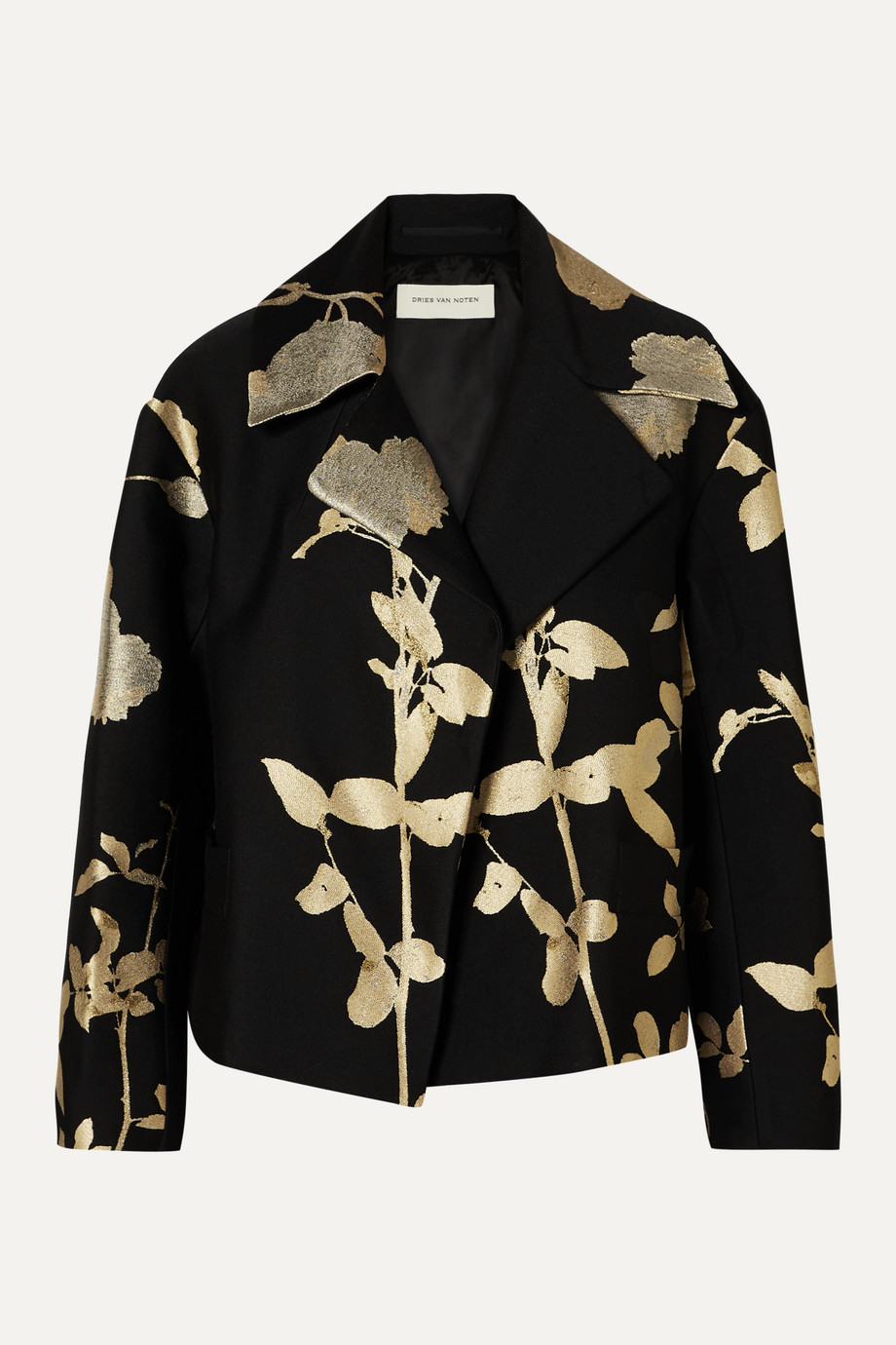 Dries Van Noten black and gold floral jacquard jacket