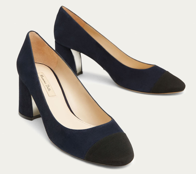 Massimo Dutti Blue Suede Court Shoes