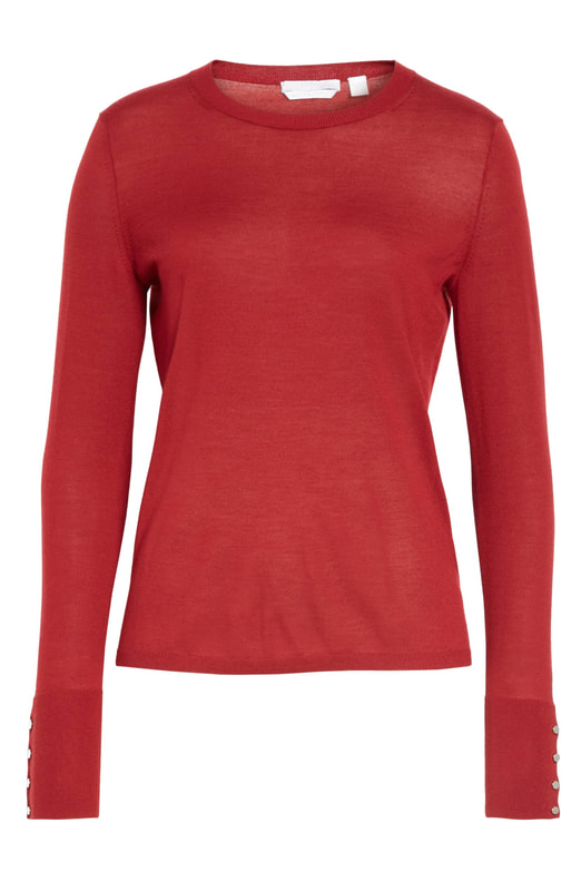 Hugo Boss 'Frankie' Cuff Detail Wool Sweater in Deep Red