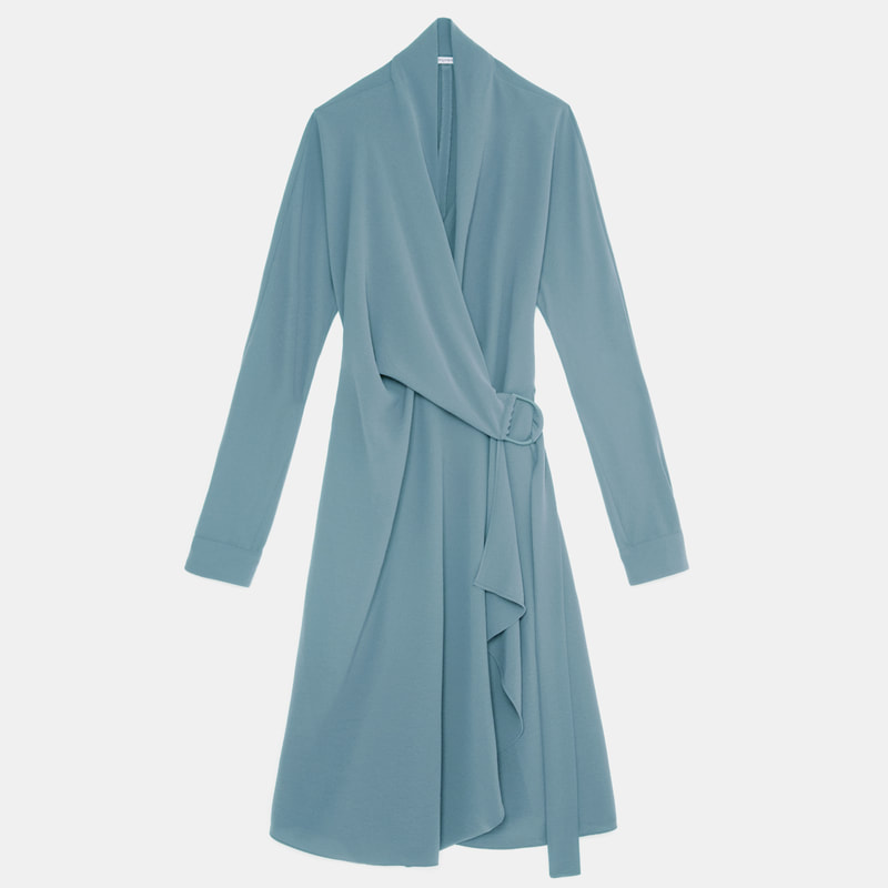Adolfo Dominguez Wrap-Around Dress with Side Lacing in Light Blue