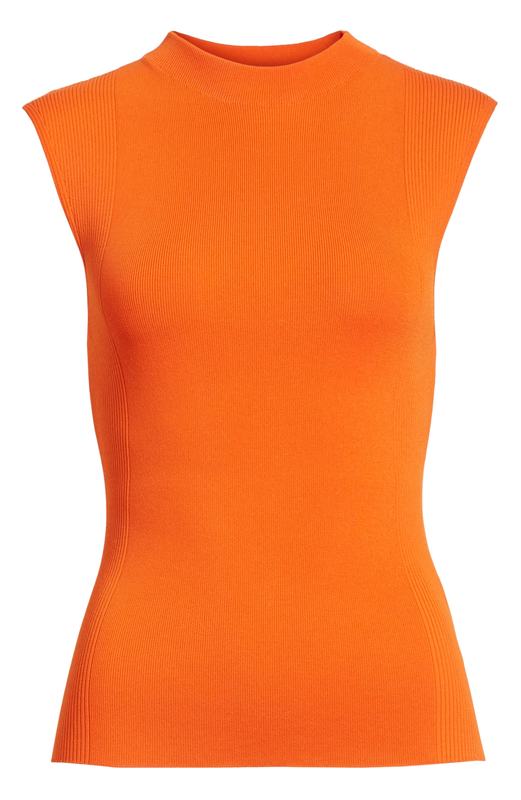 Hugo Boss BOSS Fasmine Orange Ribbed Mockneck Knit Shell Top