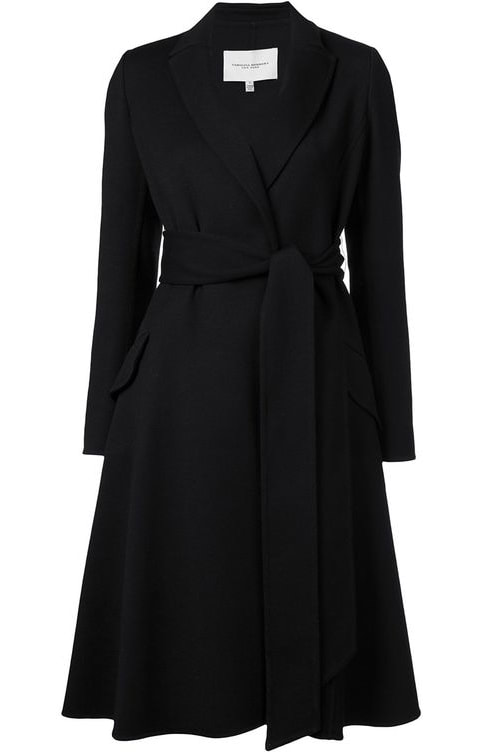 Carolina Herrera Black A-Line Belted Coat