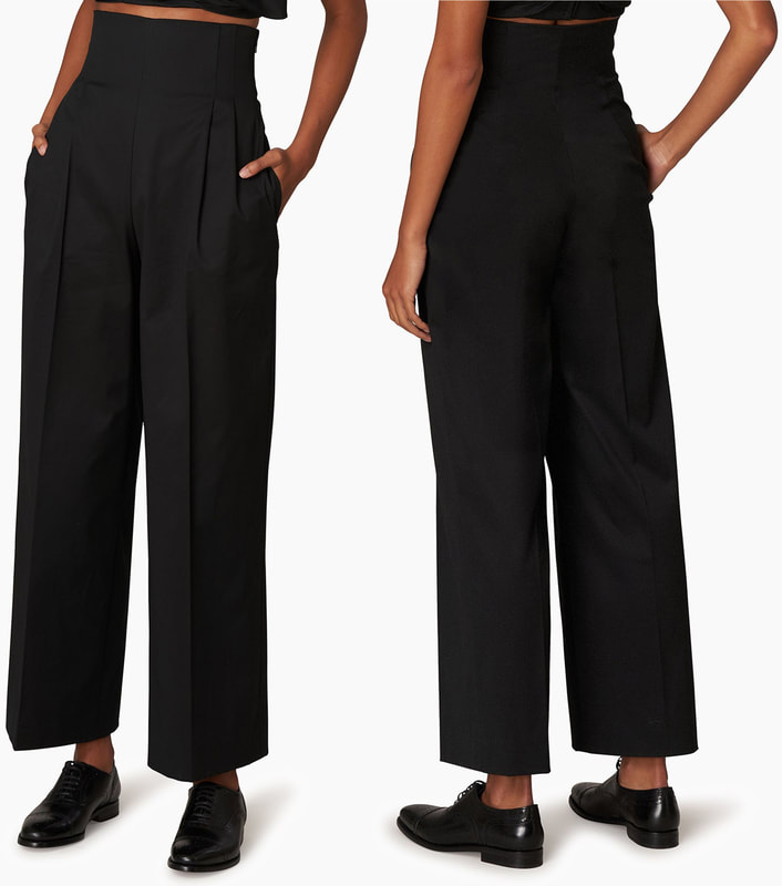 Carolina Herrera Stretch-Cotton Twill High-Waisted Pant in Black