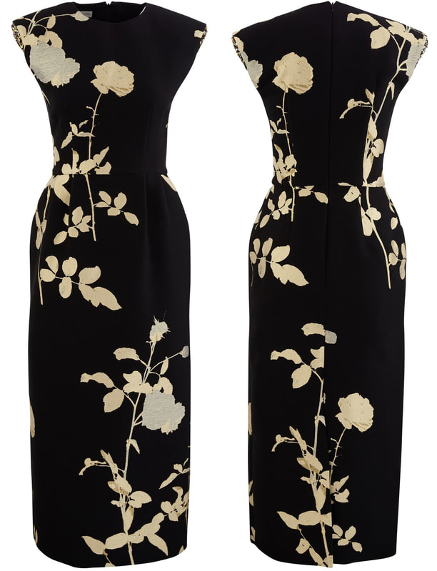black and gold floral jacquard midi dress is from Dries Van Noten's A/W 2019-2020 collection