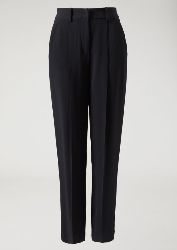 Emporio Armani black cropped cady trousers with waist dart