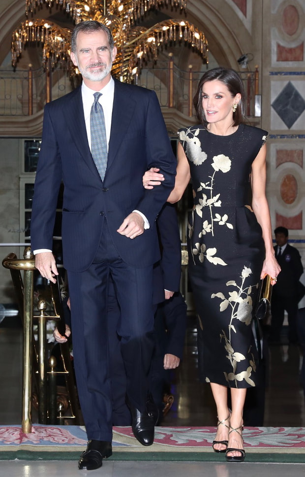 King Felipe and Queen Letizia arrive at Hotel Palace in Madrid for 'Francisco Cerecedo' Journalism Prize 2019