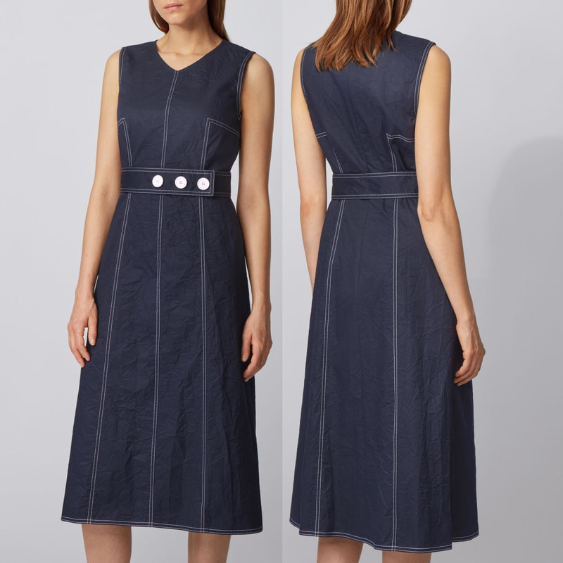 Hugo Boss Crinkle-Effect Cotton Midi Dress