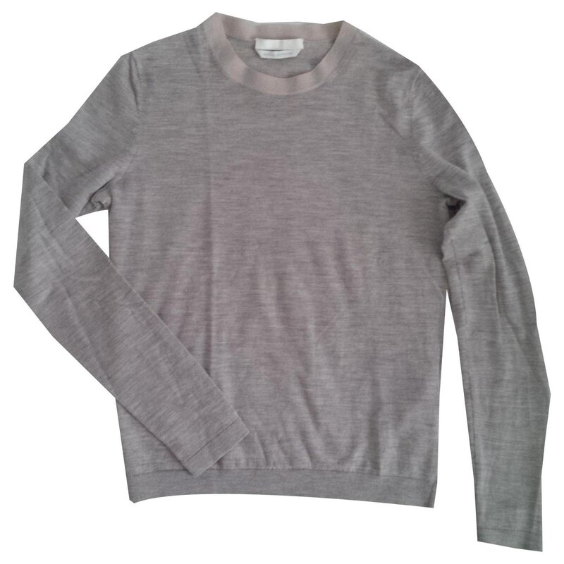 light grey Hugo Boss Superfine Merino Wool Crew Neck Sweater
