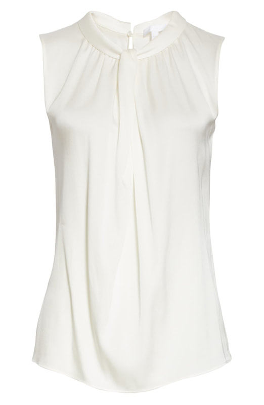 Hugo Boss 'Iyabo' sleeveless top in stretch silk with neckline detailing