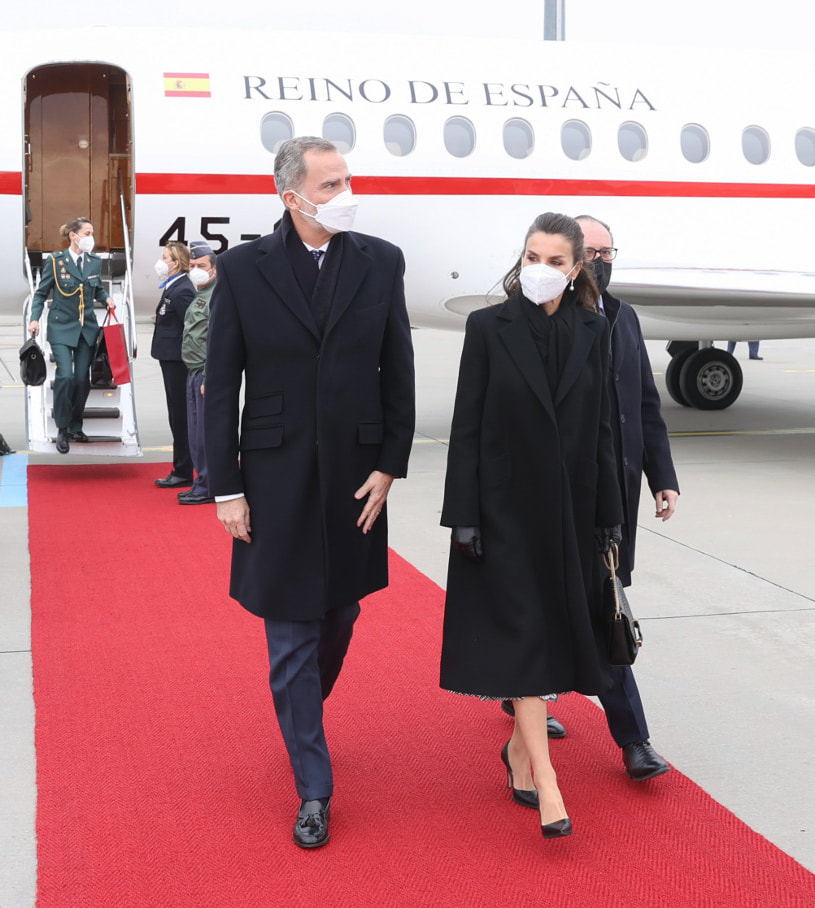 The King and Queen of Spain arrive at Vienna Schwechat Airport Austria on 31 January 2022