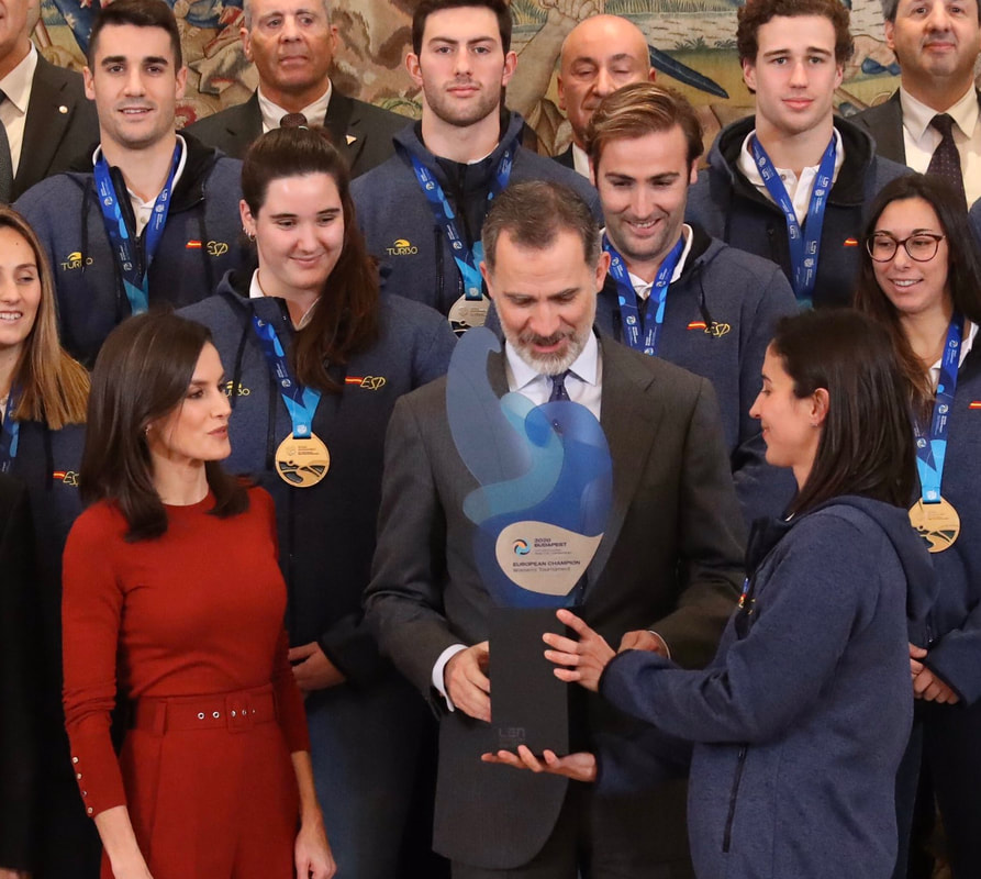 King Felipe VI and Queen Letizia received and congratulated the Spanish National Women's and Men's Teams of Water Polo