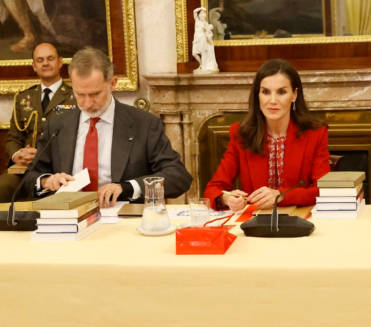 King Felipe VI and Queen Letizia of Spain chaired the annual meeting of the Board of Trustees of the Instituto Cervantes at the Royal Palace of Aranjuez on 4 December 2023