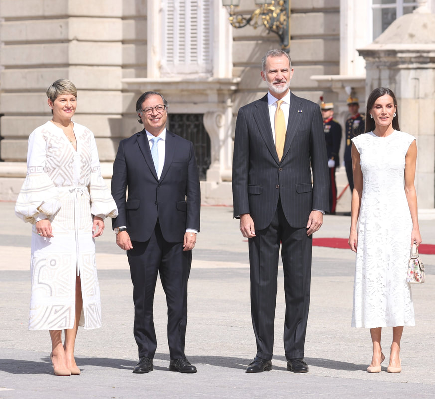 King Felipe VI and Queen Letizia held an official ceremony at the Royal Palace in Madrid to welcome the President of Colombia, Gustavo Francisco Petro, and the First Lady, Verónica Alcocer on 3rd May 2023