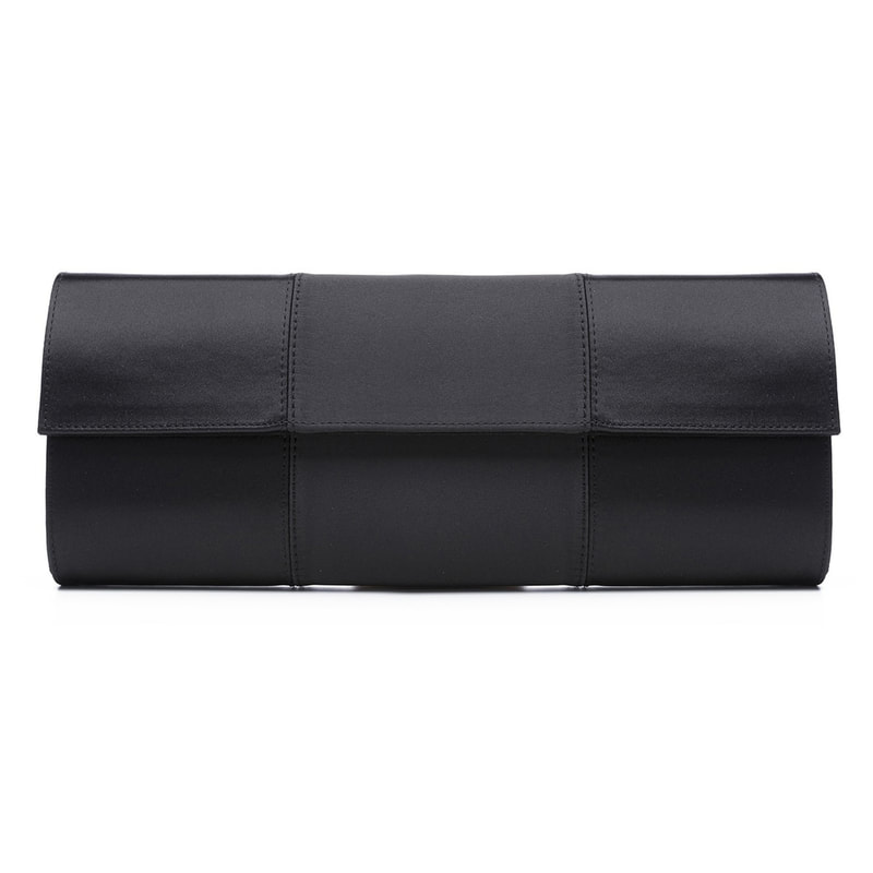 black Magrit 'Mary' satin panel flap clutch bag