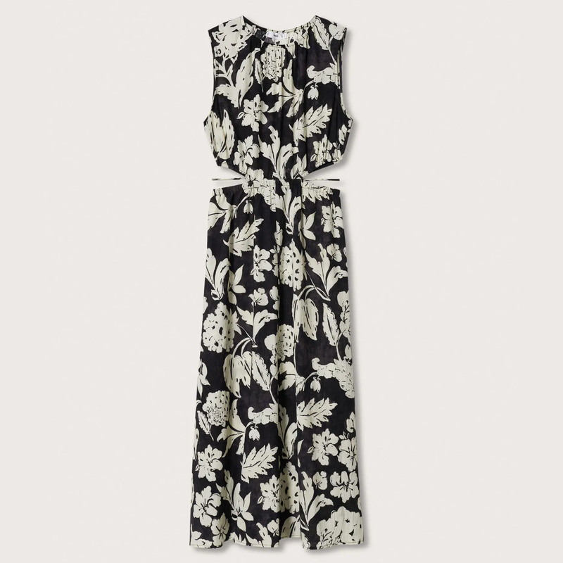 Mango 'Willow' Floral Print Side Slit Maxi Dress