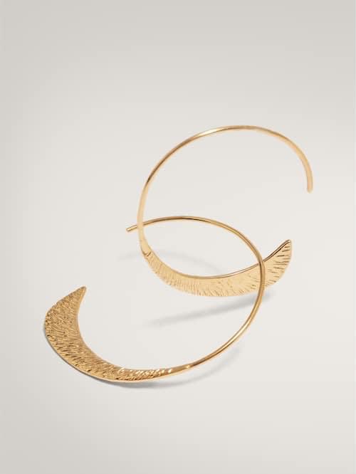 Massimo Dutti Textured half-moon gold-plated earrings