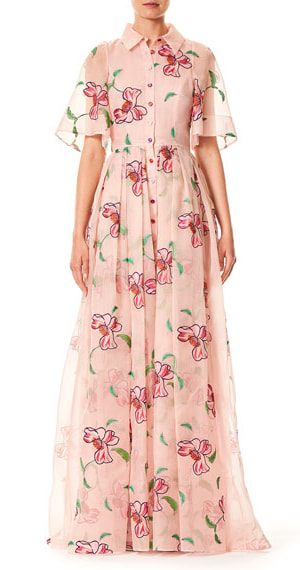 Carolina Herrera Floral Embroidered Organza Gown