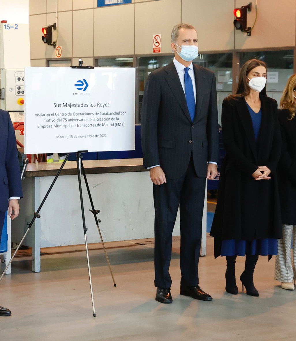 King Felipe VI and Queen Letizia of Spain presided over the opening ceremony of the commemoration of the 75th anniversary of the creation of the Municipal Transport Company of Madrid (EMT Madrid), at the Centro de Operaciones de EMT Madrid in Carabanchel, Madrid.
