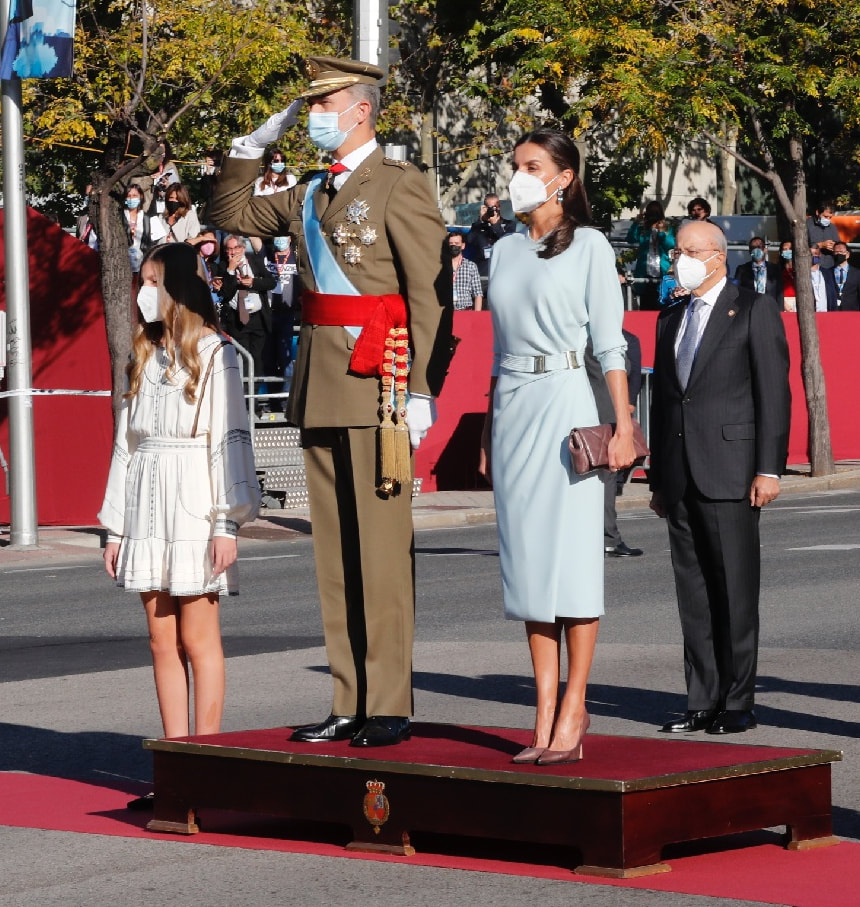 King Felipe VI and Queen Letizia of Spain, accompanied by their youngest daughter, Infanta Sofía, celebrated the 'National Day of Spain' 
