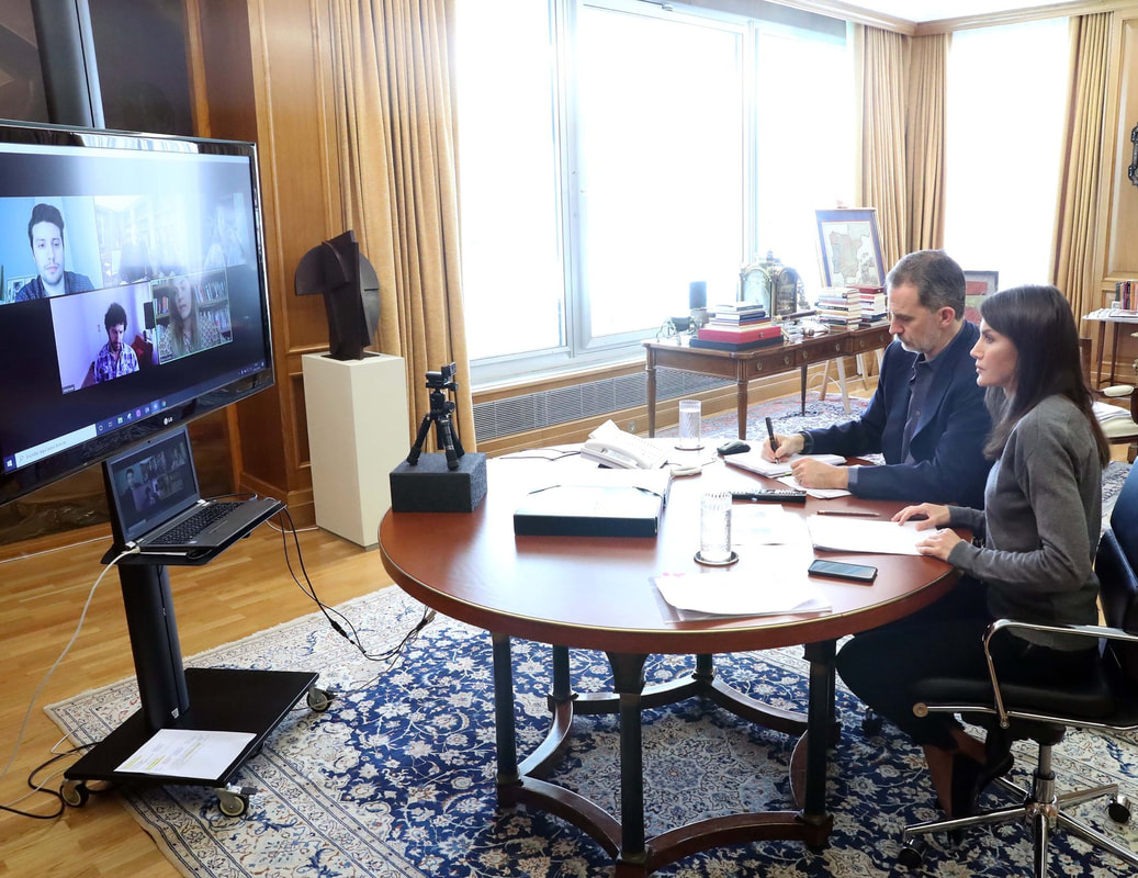King Felipe and Queen Letizia held an open meeting via video conference with representatives from the new generation of young Spanish literature.