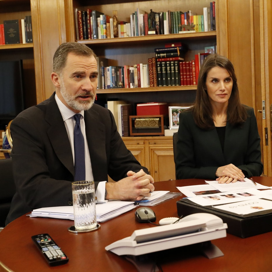 The King and Queen of Spain held a video conference and telephone calls at the Palace of Zarzuela today to mark the occasion of World Book Day 2020