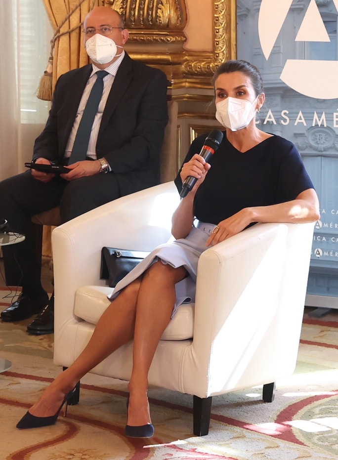 Queen Letizia of Spain chaired a telematic debate 'Commemoration of the 10th Anniversary of the Istanbul Convention', at America House in Madrid on 19 May 2021