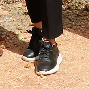 Queen Letizia wears Hugo Boss leather trainers with pumped-up outsole