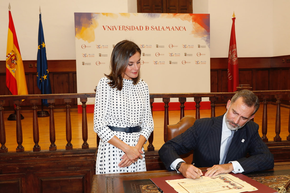 King Felipe and Queen Letizia of Spain visit the University of Salamanca today to mark the 30th anniversary of the Magna Charta Universitatum
