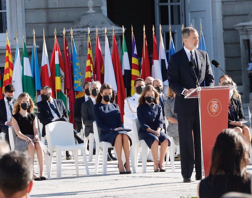 King Felipe VI delivers speech at ceremony for victims of COVID-19 and health workers