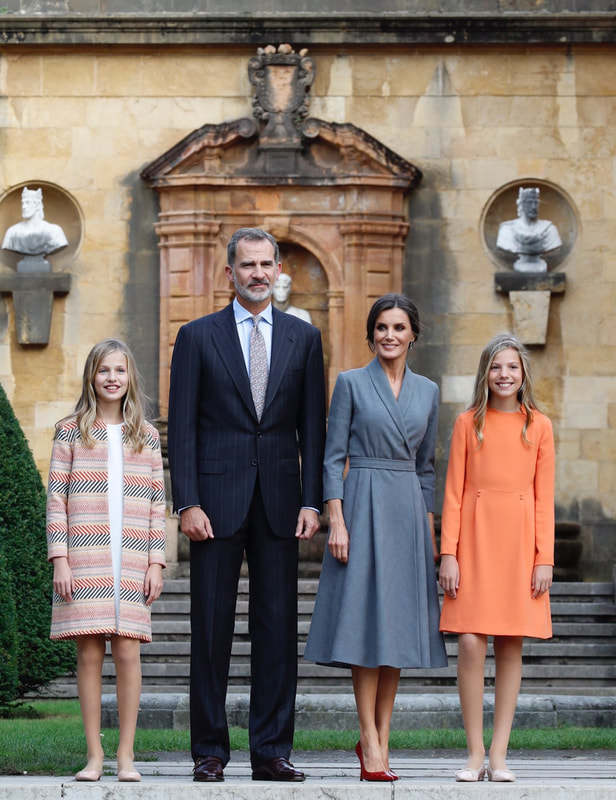 Spanish royal family attend official welcome reception at the Plaza Alfonso II el Casto Oviedo for Princess of Asturias Awards 2019