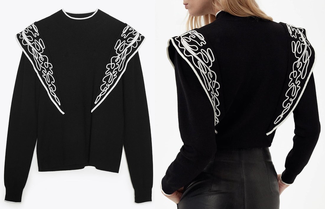 Uterqüe Embroidered Shoulder Sweater