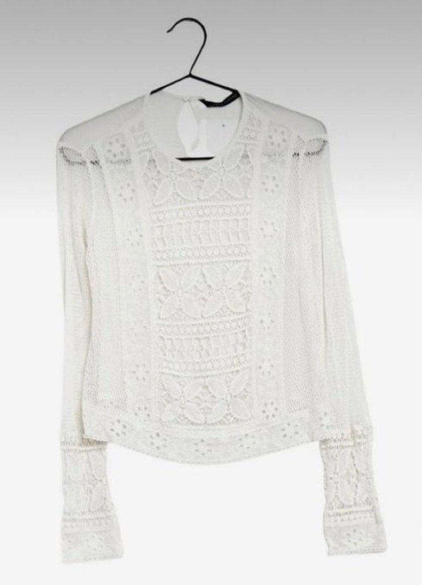 Zara mixed lace top in white