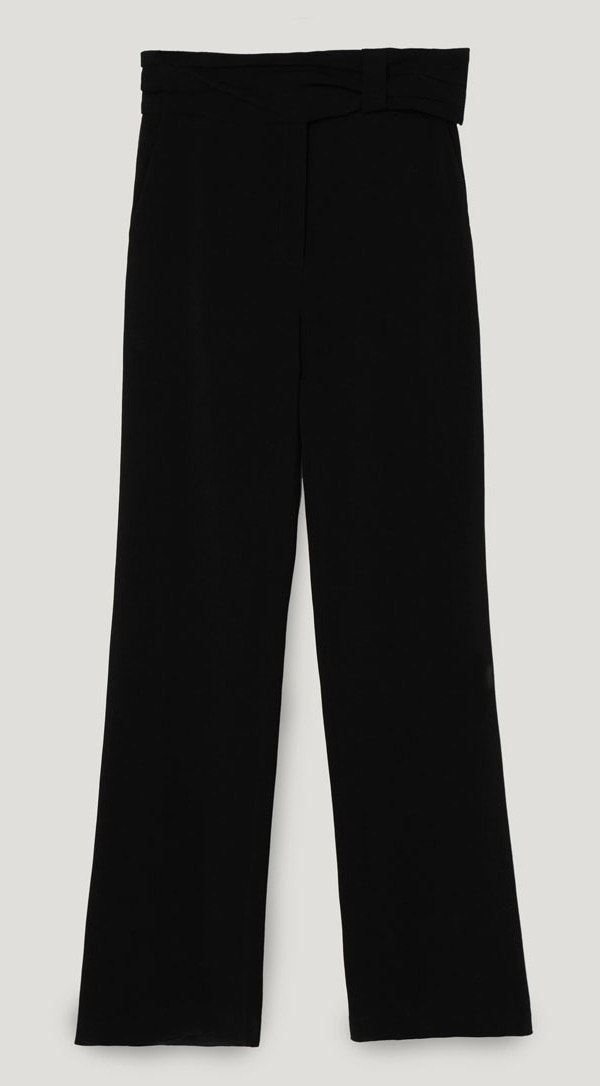 Uterque black straight cut trousers with bow detail