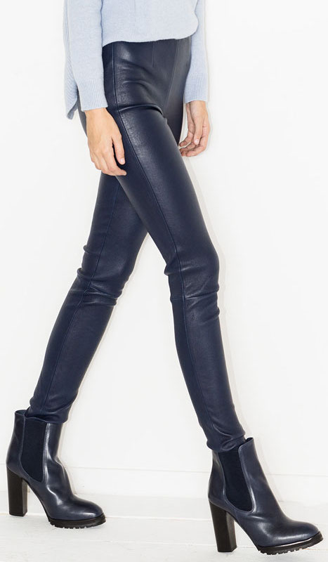 Uterque Spring 2015 blue leather pants