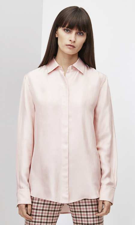Adolfo Dominguez pink long-sleeve silk shirt