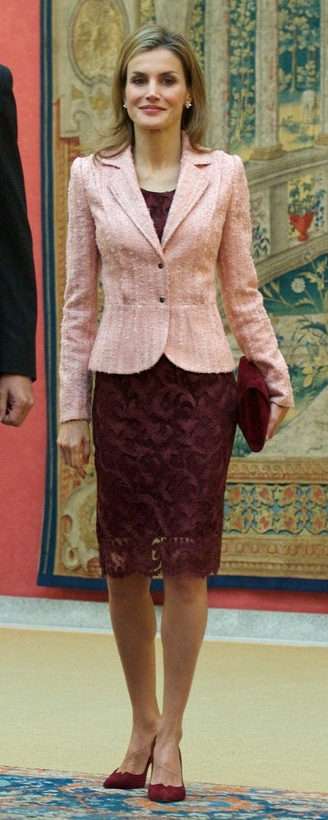 Magrit 'Kares' Clutch in Burgundy Suede as carried by Queen Letizia