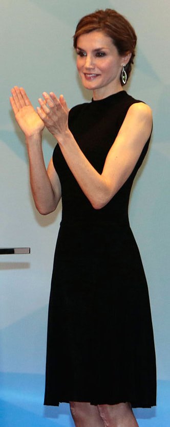 Nina Ricci Sleeveless Cloqué Dress in Black as seen on Queen Letizia.