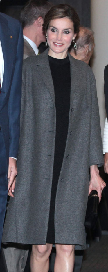 Nina Ricci Tweed Swing Coat in Grey as seen on Queen Letizia.