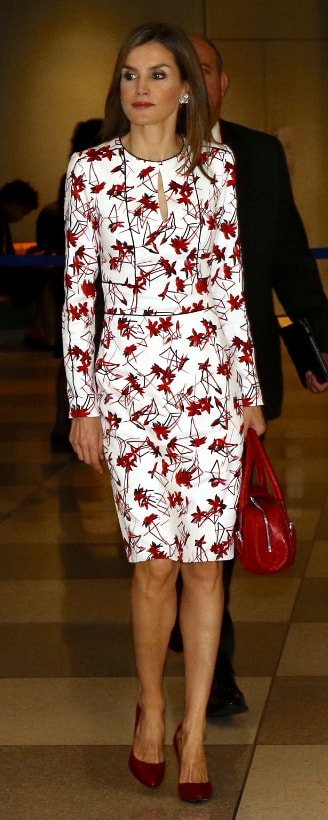 Carolina Herrera Doma Insignia Medium Crossbody Bag in Brown​ as carried by Queen Letizia.