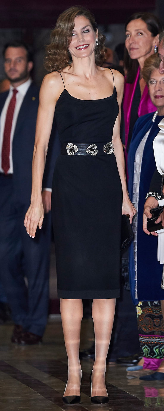 Felipa Varela Spaghetti Strap Tank Dress in Black as seen on Queen Letizia