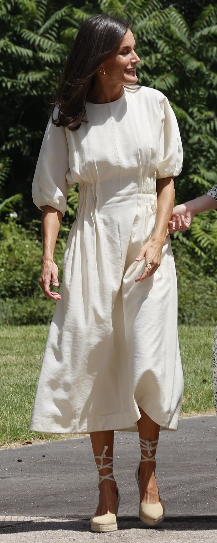COS Natural Gathered Midi Dress​ as seen on Queen Letizia.