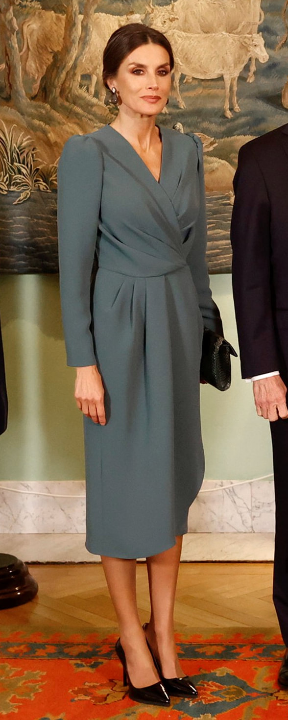 Cherubina Alessia Midi Dress in Teal as seen on Queen Letizia