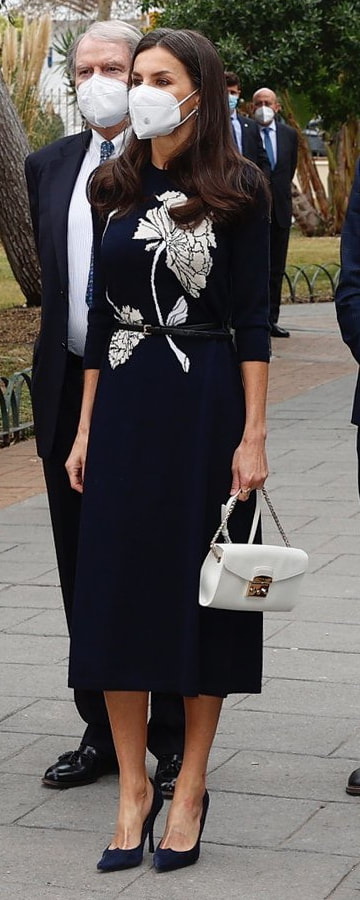 Galcon Studio Floral Intarsia Knit Dress as seen on Queen Letizia.